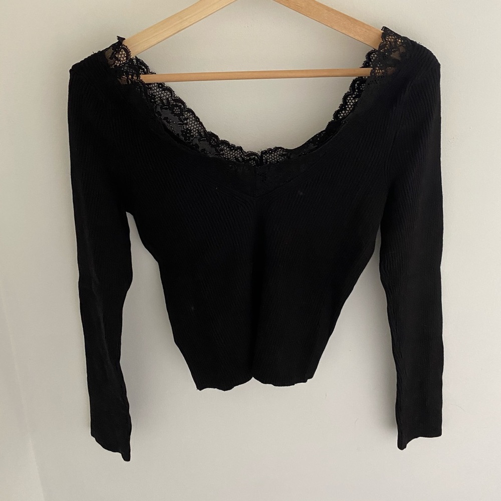 H&M black lace top